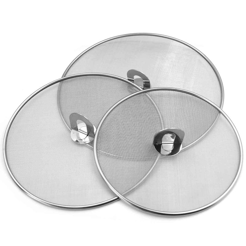 Splatter Screen for Cooking Stainless Steel Grease Splatter Guard for Frying Pan No Cooking Oil Mess No Burns Ultra Fine Mesh Lids Set of 310 115 13