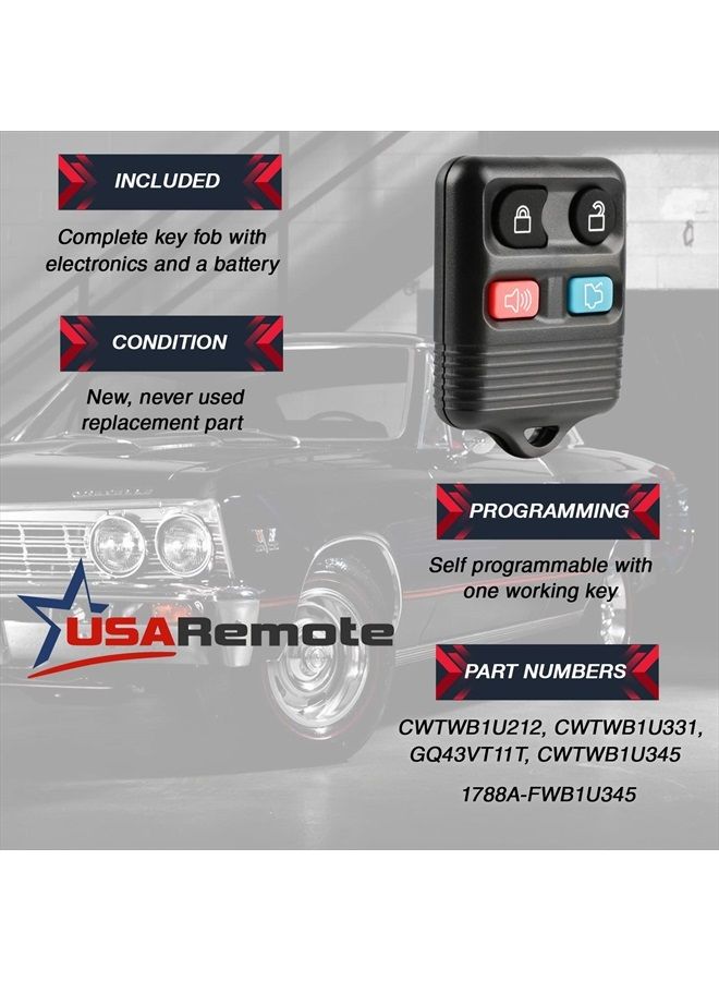 USARemote جهاز تحكم عن بعد لدخول السيارة بدون مفتاح يناسب فورد، لينكولن، ميركوري، مازدا موستانج (CWTWB1U345) - Image 3