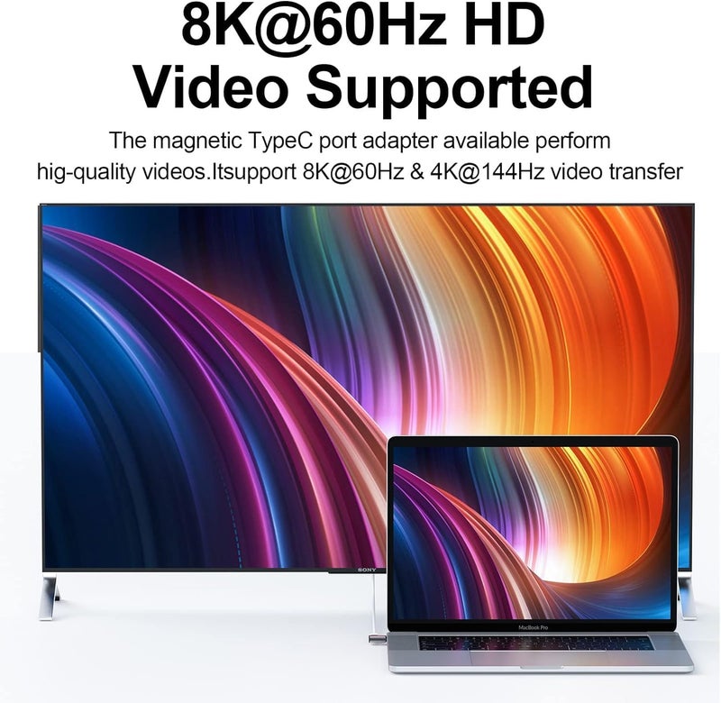 DuHeSin USB C Magnetic Adapter, 90 Degree Magnetic USB C Adapter 24 Pin with PD 100W Fast Charge USB 4 40Gbps 8K 60Hz Thunderbolt 3/4, Pro/Air/ROG Ally/Steam Deck/PS5 PSVR 2-Pack, Flat AE-01103TC - Image 4