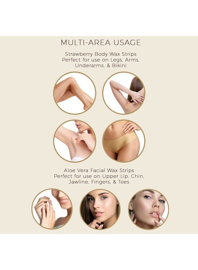 Honeybee Body Wax Strips| Waxing Strips for Women and Men| Hair Removal for All Skin| 8 Strips, 2 After Care Wipes (Strawberry) - Image 4