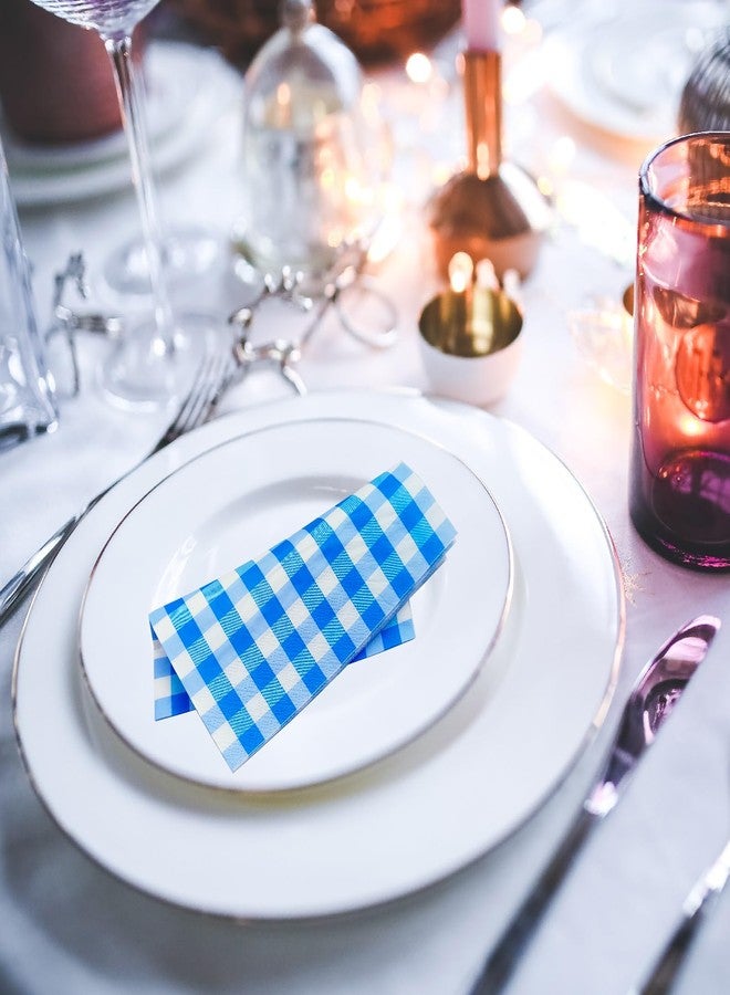 Jagrove Cocktail Napkins 120 Pack 2 Ply Plaid Paper Napkins Gingham Pastel Checkered Disposable Napkins for Party Favors Tableware Decoration, 6 Colors, 5X5 Inches Folded - Image 5