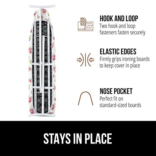 GORILLA GRIP The Original Ironing Board Cover and Pad, Silicone Coating, Thick Scorch Resistant Padding, Heavy Duty Iron Covers Standard Boards, Hook and Loop Fastener Strap, Pink Floral, 15x54 - Image 5