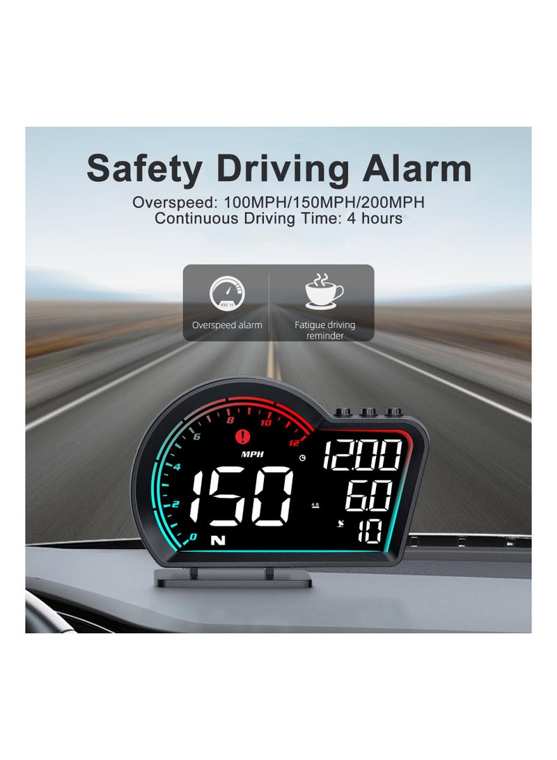 Luckam HUD Digital Speedometer for Car Universal Heads Up Display Oversize Screen Large LCD MPH Speed Fatigued Diving Alert Over Alarm Compass All Vehicle - Image 2