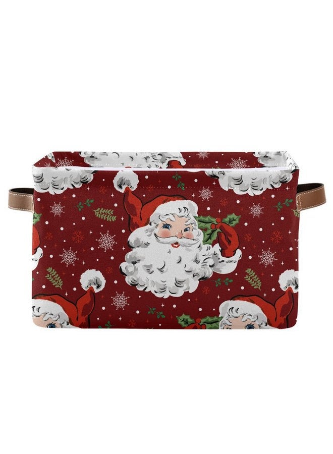 XIGUA xigua Christmas Decoration Storage Basket Santa Collapsible Toy Storage Bins Waterproof Canvas Storage Basket with Leather Handles for Home Closets Offices,Bedrooms,Toy and Gift Baskets,1PCS - Image 1