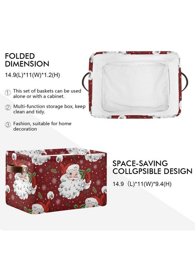 XIGUA xigua Christmas Decoration Storage Basket Santa Collapsible Toy Storage Bins Waterproof Canvas Storage Basket with Leather Handles for Home Closets Offices,Bedrooms,Toy and Gift Baskets,1PCS - Image 3