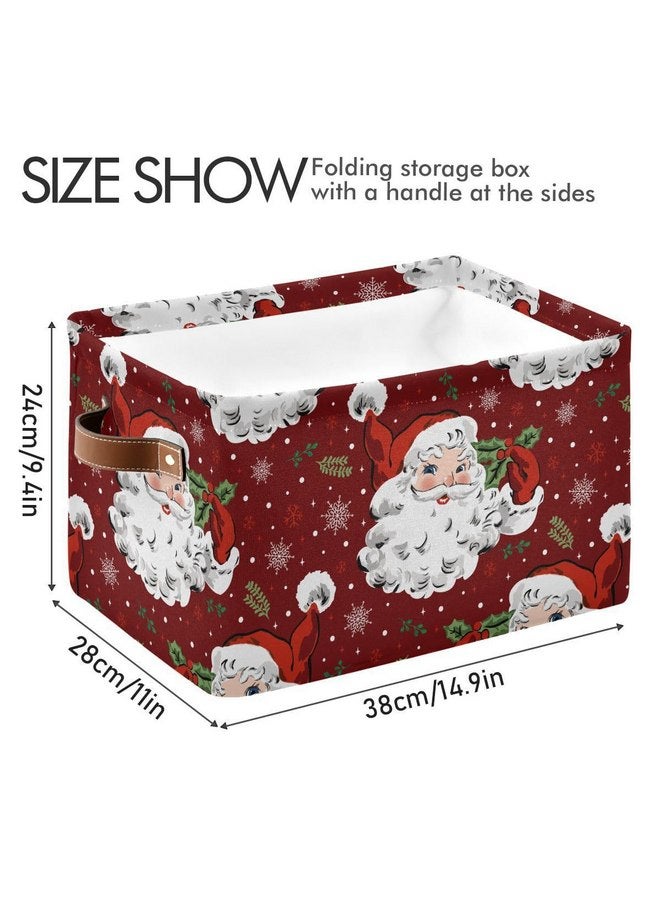 XIGUA xigua Christmas Decoration Storage Basket Santa Collapsible Toy Storage Bins Waterproof Canvas Storage Basket with Leather Handles for Home Closets Offices,Bedrooms,Toy and Gift Baskets,1PCS - Image 4
