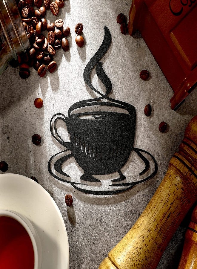 Hotop 2 Pieces Coffee Mug Holder Wall Mounted Metal Cup Rack Hanger with 4 Hooks and Metal Sign Modern Coffee Bar Decor Organizer Storage Display Cup Rack Art for Kitchen - Image 5