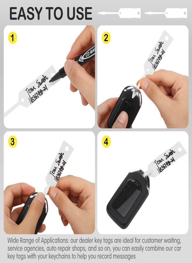 Woanger 2000 Pieces Self Locking Arrow Key Tags Car Key Labels Self Lock Identifierscar Parts Tags with 5 Pcs Black Pens for Office Automotive Shop Supplies(4 1/2 x 3/4 Inch,White) - Image 4