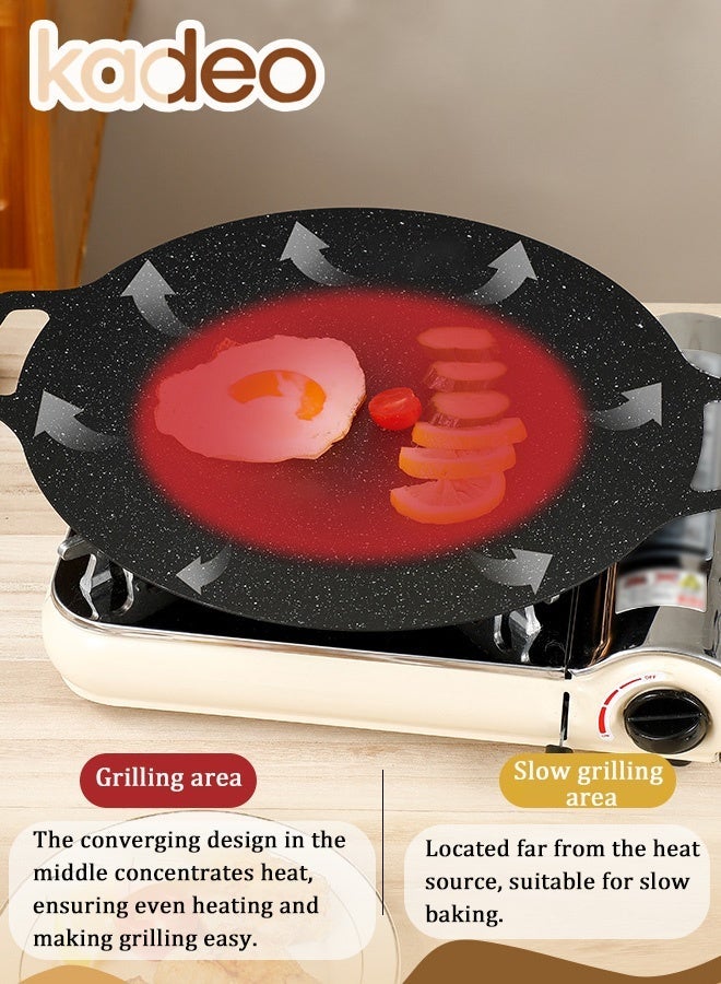 kadeo 36CM Nonstick Round Grill Pan, Thickened BBQ Griddle With Hangable Handles, Compatible for Induction, Gas Stove, Electric Cooktop, Indoor or Outdoor Grilling Meat Roasting Pan - Image 4
