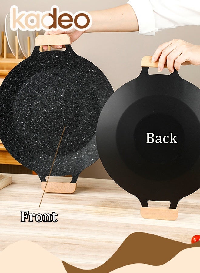 kadeo 36CM Nonstick Round Grill Pan, Thickened BBQ Griddle With Hangable Handles, Compatible for Induction, Gas Stove, Electric Cooktop, Indoor or Outdoor Grilling Meat Roasting Pan - Image 5