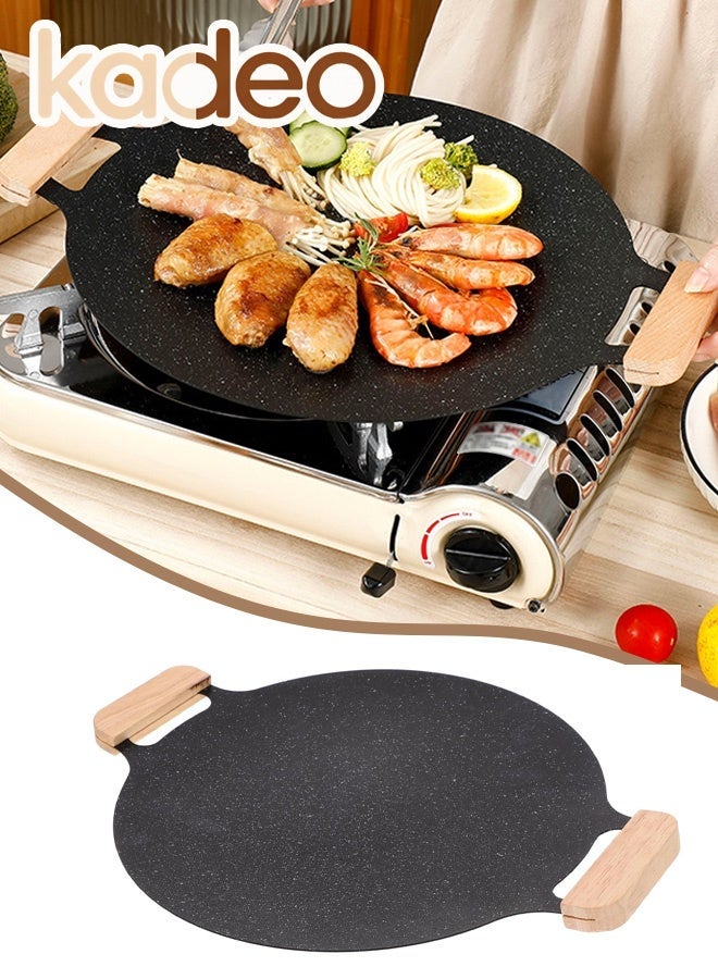 kadeo 36CM Nonstick Round Grill Pan, Thickened BBQ Griddle With Hangable Handles, Compatible for Induction, Gas Stove, Electric Cooktop, Indoor or Outdoor Grilling Meat Roasting Pan - Image 2