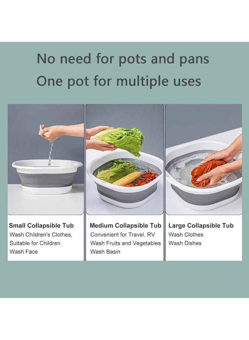 3-Pack Collapsible Multifunctional Washbasin Set - Lightweight, Space-Saving and Foldable for Baby Care, Outdoor, Home Use, 3 Sizes(S/M/L),Grey  - Image 3