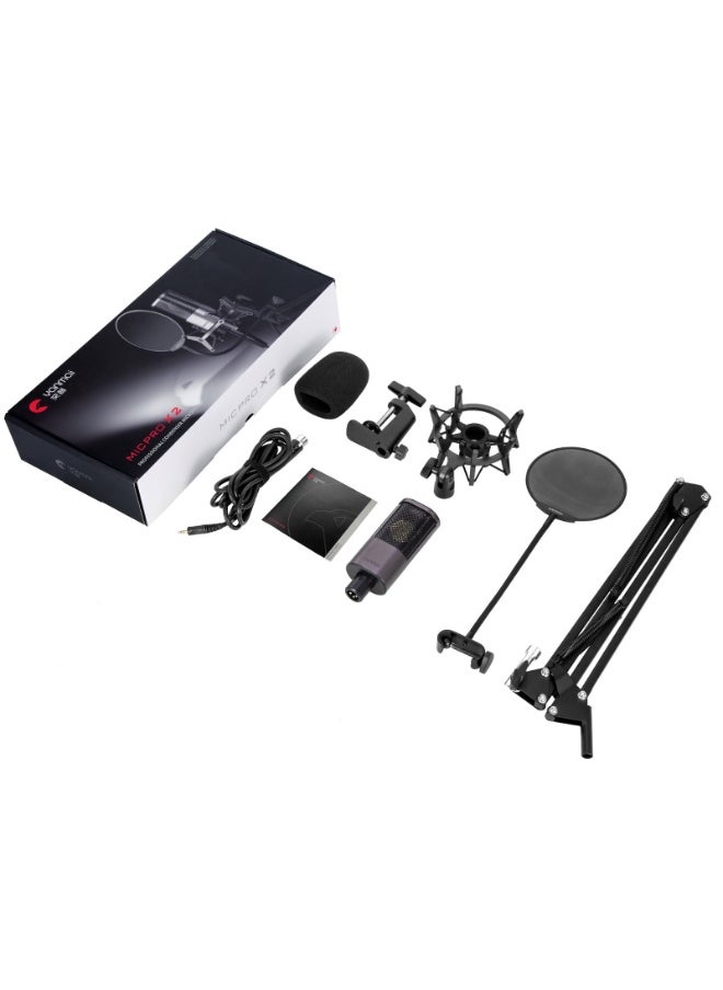 Yanmai MICPRO X2 Cardioid Condenser Microphone Bundle – Gradient Mesh, Active Noise Reduction, All-Metal Plug-and-Play Kit with Shock Mount & Pop Filter for Studio, Streaming, Gaming & Music