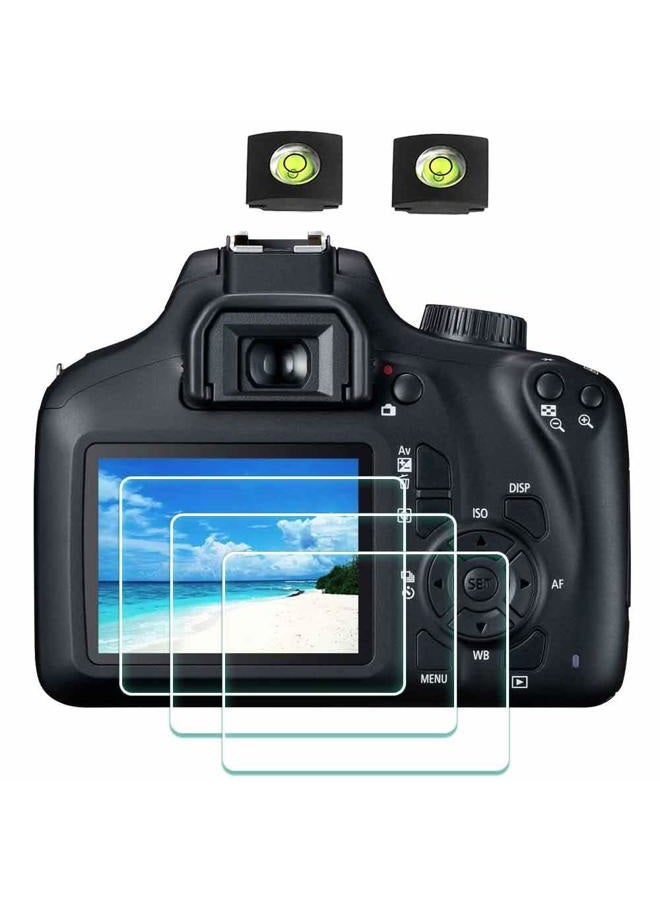ULBTER 4000D Screen Protector Appliable for Canon EOS 4000D 3000D Rebel T100 Camera & Hot Shoe Cover [2+3 Pieces], 0.3mm 9H Hardness Tempered Glass Cover Anti-Scrach Anti-Fingerprint Anti-Bubble - Image 1