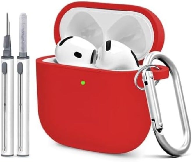 Woyinger Silicone Case Cover for AirPods 4th Gen, Soft Skin, Full Protection, Keychain, Cleaner Kit (Milk Tea) - Image 1