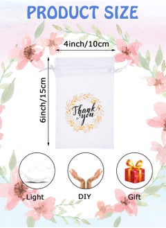 KASTWAVE 50 PCS Sheer Drawstring Organza Jewelry Favor Pouches, 4x6" Mesh Wedding Party Festival Gift Bags Candy Bags, Organza Tulle Favor Bags  - Image 2