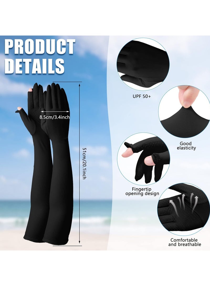 VUCATIN 2 Pairs Long Sun Gloves Women's Sunblock Driving Gloves Non Slip Full Finger Arm Sun Protective for Outdoor Sports  - Image 2