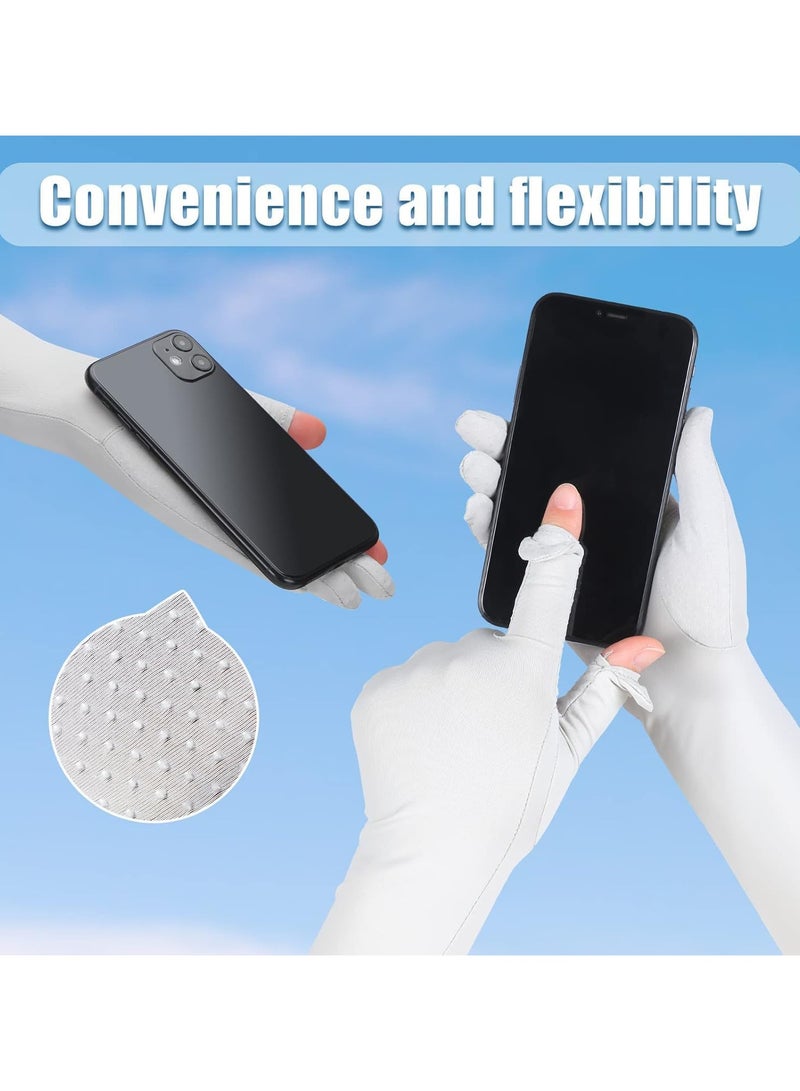 VUCATIN 2 Pairs Long Sun Gloves Women's Sunblock Driving Gloves Non Slip Full Finger Arm Sun Protective for Outdoor Sports  - Image 3