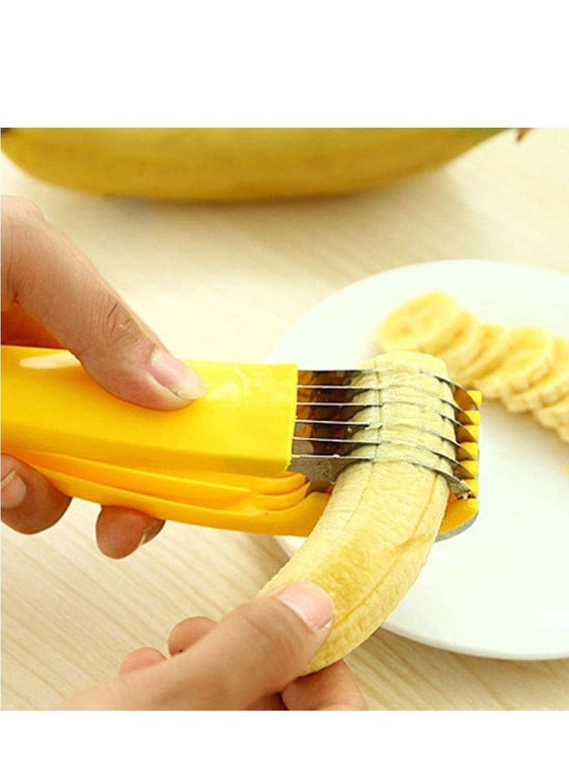 SYOSI مقشرة موز من الستاينلس ستيل ABS لأدوات المطبخ آمنة لغسالة الصحون لسلطة الفواكه ومقطعة للخيار والنقانق - Image 4