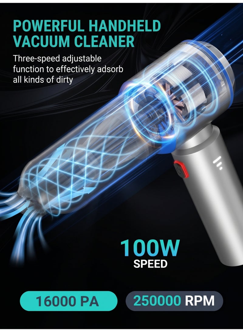 SUITU 17000PA High-Power Car Vacuum Cleaner – Portable Cordless Mini Vacuum, 4-in-1 Compressed Air Duster, Blower, Handheld Vacuum with Brushless Motor, Suitable for Car, Home, Office, Camping. - Image 4