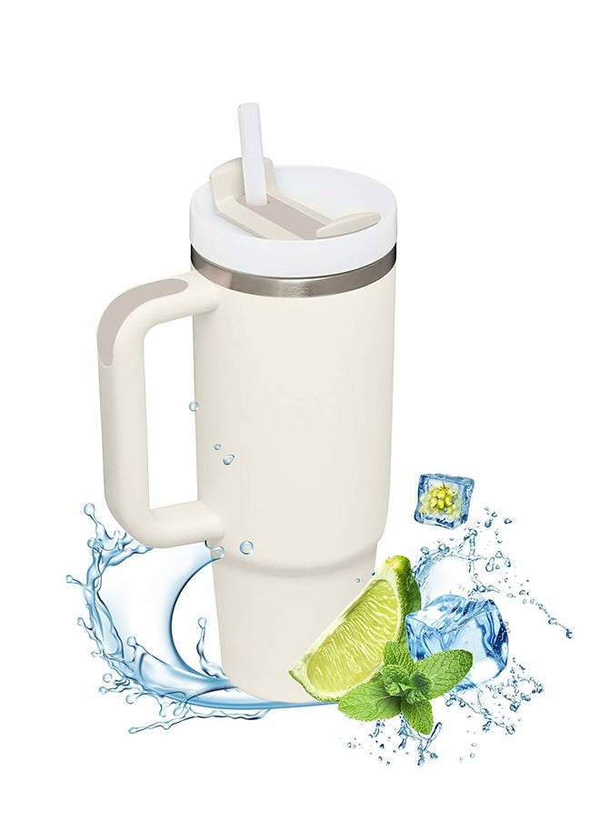 GEMFUL - Tumbler 1200ml With Handle and Straw Lid Insulated 40 oz Reusable Stainless Steel Vacuum Insulated Water Bottles Travel Mug Iced Coffee Cup for Hot and Cold Beverages - Image 1