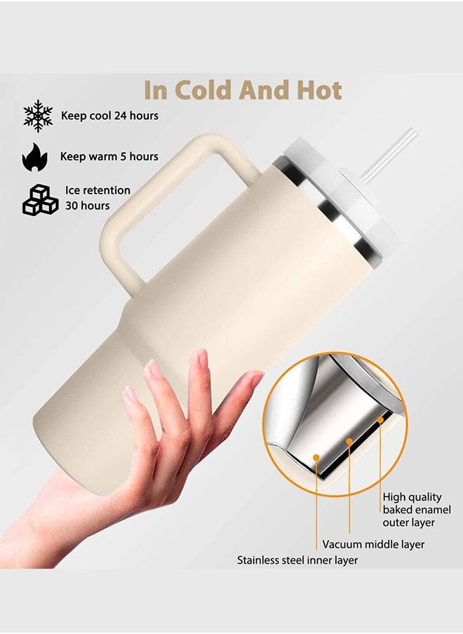 GEMFUL - Tumbler 1200ml With Handle and Straw Lid Insulated 40 oz Reusable Stainless Steel Vacuum Insulated Water Bottles Travel Mug Iced Coffee Cup for Hot and Cold Beverages - Image 1