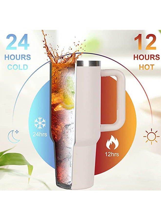 GEMFUL - Tumbler 1200ml With Handle and Straw Lid Insulated 40 oz Reusable Stainless Steel Vacuum Insulated Water Bottles Travel Mug Iced Coffee Cup for Hot and Cold Beverages - Image 1
