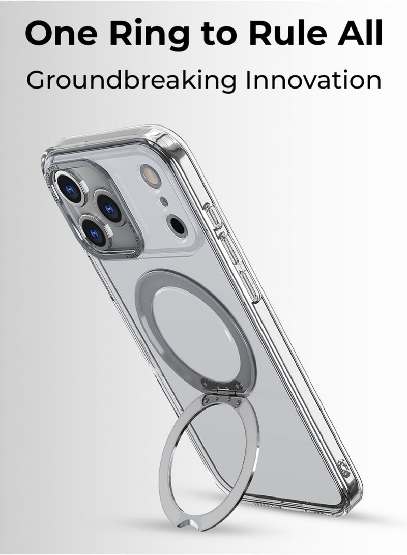 جلاسولوجي iPhone 17 Pro Magsafe Case with 360° Rotating Ring Stand Heavy duty Protection AntiScratch Extra Raised Edges Strong Magnets For All Magsafe Accessories Sleek White Finish - Image 2