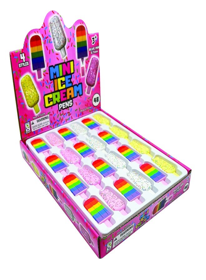 Geddes Raymond Geddes Mini Ice Cream Pens (48 per Bag) - Unique Pen in 4 Styles with Sprinkles and Rainbow - Cute Pen for Kids - Image 4