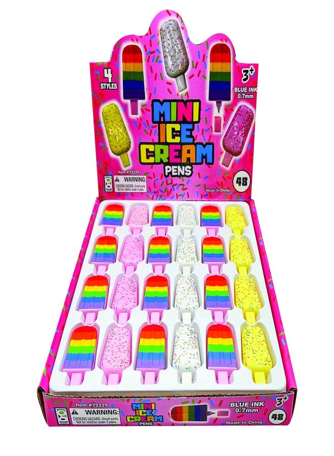 Geddes Raymond Geddes Mini Ice Cream Pens (48 per Bag) - Unique Pen in 4 Styles with Sprinkles and Rainbow - Cute Pen for Kids - Image 3