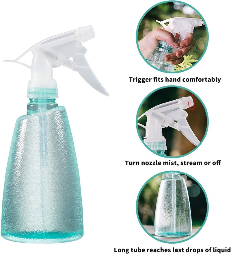 Vaupan Plastic Spray Bottles, 0.5L/16 oz Plant Mister Leak Proof Empty Mist Water Bottle for Cleaning Solution Hair Pet Flowers Plants Garden, Trigger Sprayer with Adjustable Nozzle (Green & Black) - Image 3