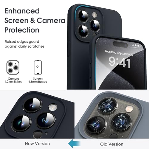 Supdeal Liquid Silicone Case for iPhone 15 Pro Max - [Camera All-Round Protection] [Soft Microfiber Lining Anti-Scratch] 4 Layer Full Covered Shockproof Gel Rubber Phone Case Cover, 6.7", Black - Image 2