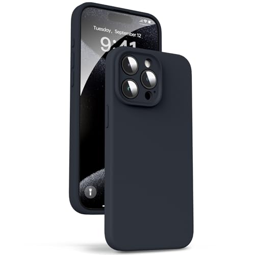 Supdeal Liquid Silicone Case for iPhone 15 Pro Max - [Camera All-Round Protection] [Soft Microfiber Lining Anti-Scratch] 4 Layer Full Covered Shockproof Gel Rubber Phone Case Cover, 6.7", Black - Image 1