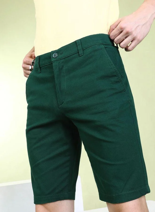 The Indian Garage Co Men Slim Fit Solid Mid-Rise Shorts