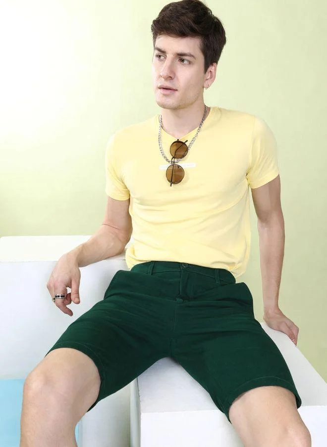 The Indian Garage Co Men Slim Fit Solid Mid-Rise Shorts
