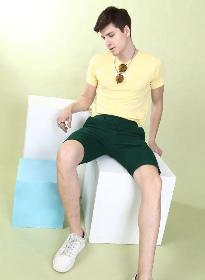 The Indian Garage Co Men Slim Fit Solid Mid-Rise Shorts