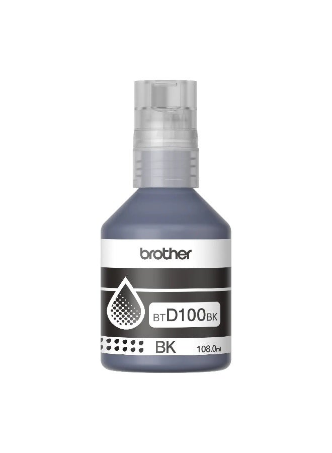Brother Genuine BTD100BK Black Ink bottle – 108.0mlBrother Genuine BTD100BK Black Ink bottle – 108.0ml - Image 2 Brother Genuine BTD100BK Black Ink bottle – 108.0ml Black - Image 1