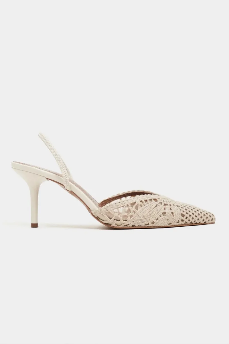 Nisantasi Shoes Norely Knit Mesh Embroidered Slingback