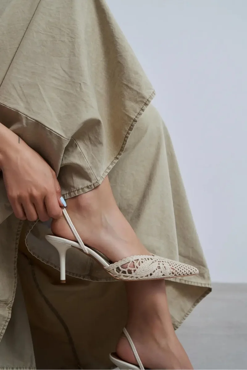 Norely Knit Mesh Embroidered Slingback