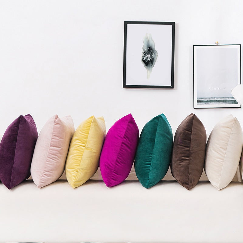 Baby Velvet Pillowcase Home Solid Color Velvet Pillow Sofa Cushion Cover Ins Style - Image 5