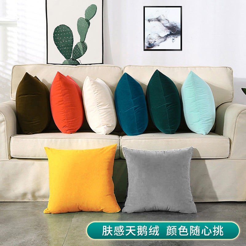 Baby Velvet Pillowcase Home Solid Color Velvet Pillow Sofa Cushion Cover Ins Style - Image 2