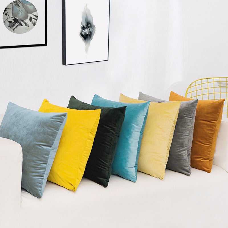 Baby Velvet Pillowcase Home Solid Color Velvet Pillow Sofa Cushion Cover Ins Style - Image 3