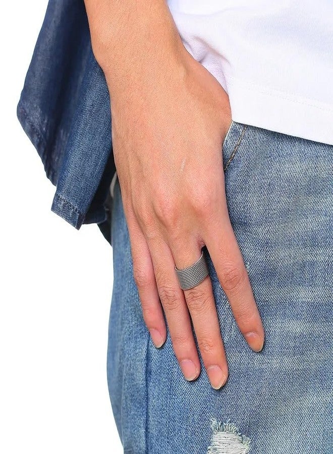 MEENAZ MIAMI Blue Rings for Men Combo Boys Boyfriend gents friends girls silver ring for men Black Chain Ring for Boys Stainless Steel finger Rings Stylish Fashion thumb band for mens gifts M413_21 - Image 5