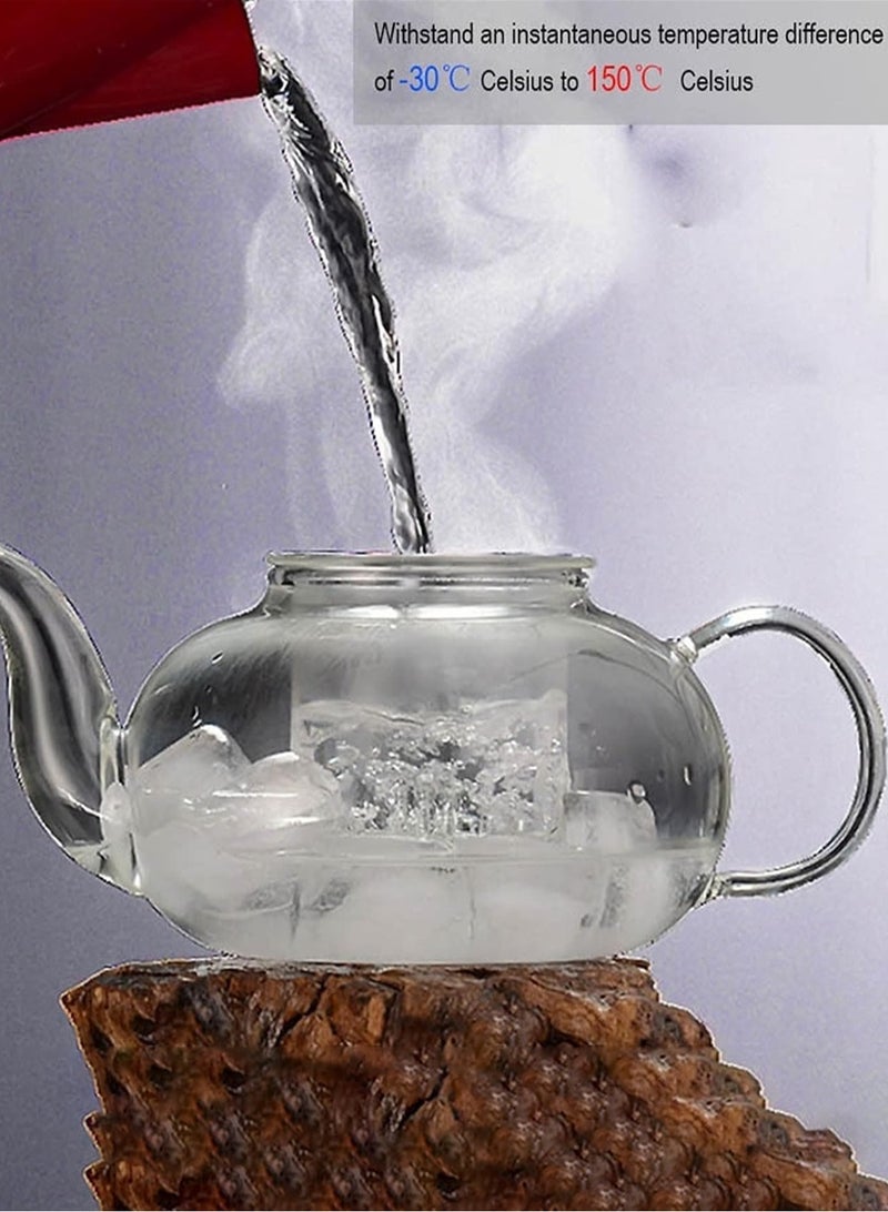LOOPITYS 1000ml glass teapot, heat-resistant glass teapot, double walled glass teapot, transparent teapot. Different tea leaves will have different flavors when injected - Image 4