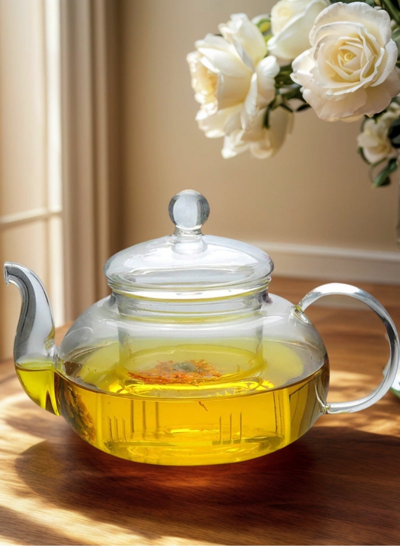 LOOPITYS 1000ml glass teapot, heat-resistant glass teapot, double walled glass teapot, transparent teapot. Different tea leaves will have different flavors when injected - Image 1