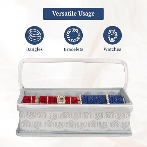 HomeStrap Non-Woven Single Rod Bangle Box with Transparent Top | Waterproof, Dustproof Organizer for Bangles, Chudis, Bracelets, Watches & Jewellery | Compact Storage Organizer | Grey | Pack of 2 - Image 5