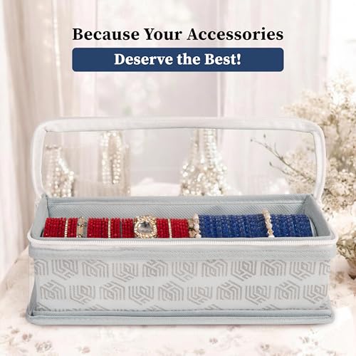 HomeStrap Non-Woven Single Rod Bangle Box with Transparent Top | Waterproof, Dustproof Organizer for Bangles, Chudis, Bracelets, Watches & Jewellery | Compact Storage Organizer | Grey | Pack of 2 - Image 3