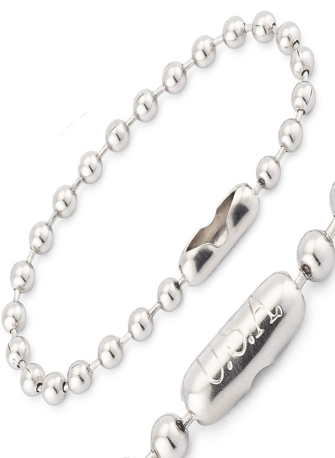 WAXAW 4.5” Beaded Ball Keychains (100 Pack) Stainless Steel (SS) Bead Size #6 Tag Chains USA Made - Image 1