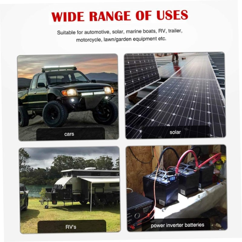 كابلات بطارية 4 AWG 12 بوصة أسلاك نحاسية حمراء وسوداء مع وصلات 3/8 بوصة للسيارات - Image 4