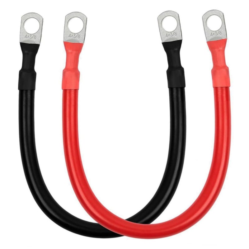 كابلات بطارية 4 AWG 12 بوصة أسلاك نحاسية حمراء وسوداء مع وصلات 3/8 بوصة للسيارات - Image 5